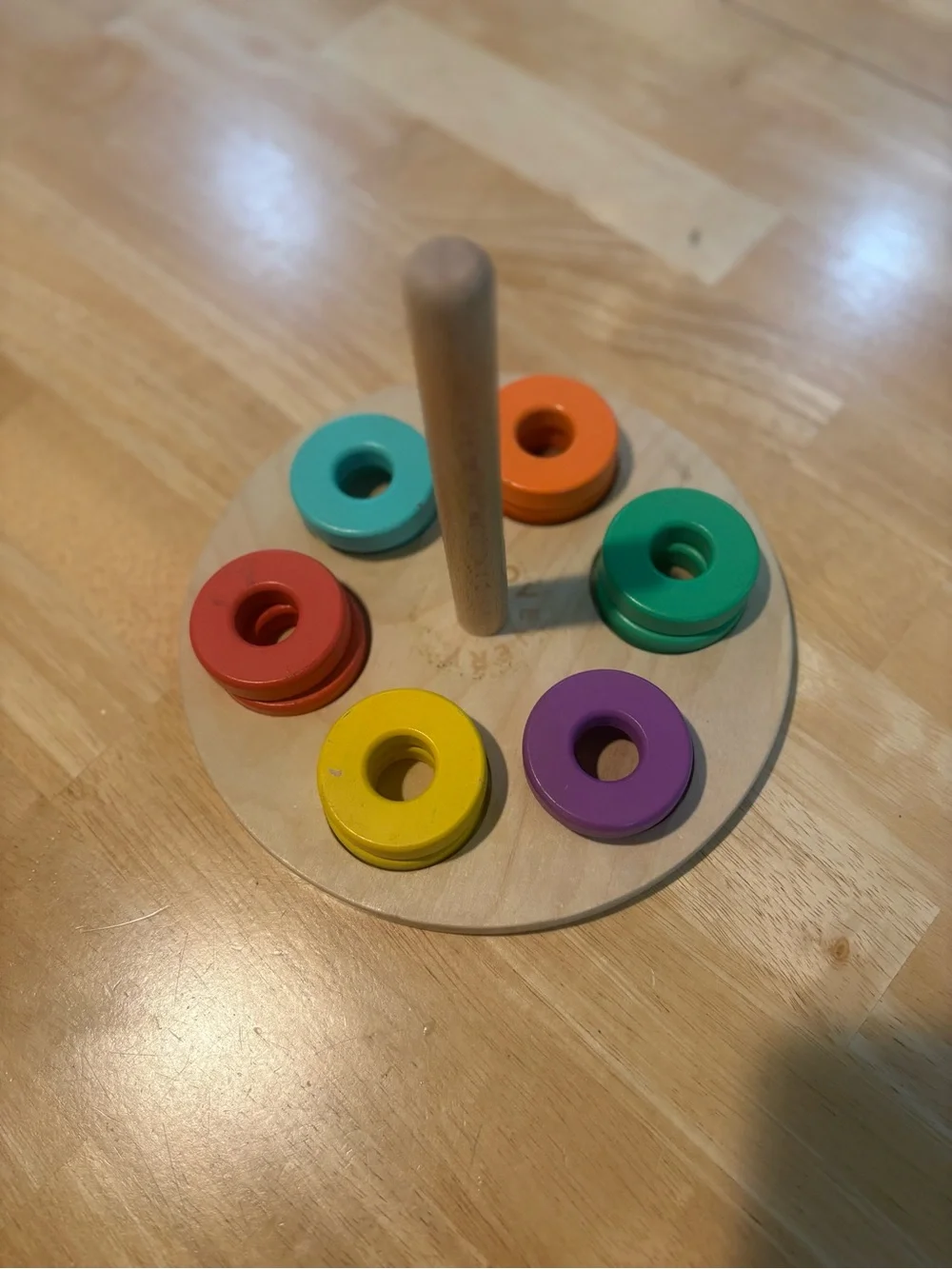 LOVEVERY Wooden Rainbow Stacking Ring Montessori Educational Toy